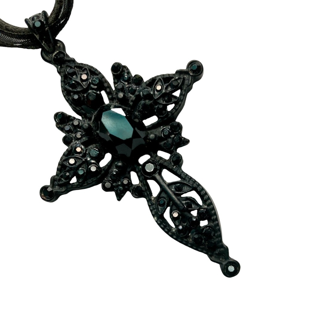 Gothic Vibe Black Cross Pendant Necklace